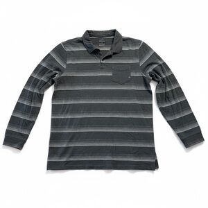 Prana Men's Dark Gray Striped Polo Shirt